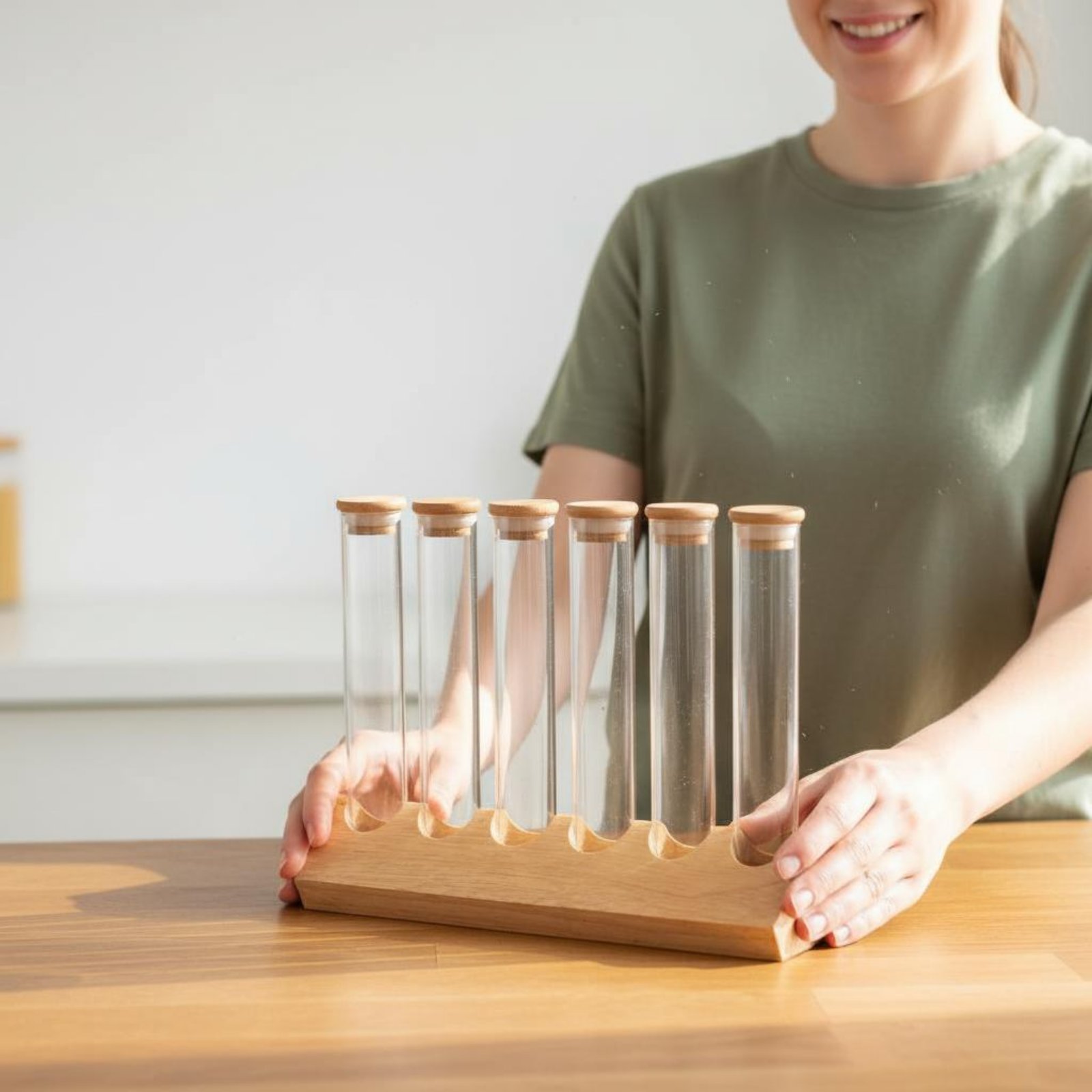 Glass Container Set - Set Wadah Tabung Kaca dengan Rak