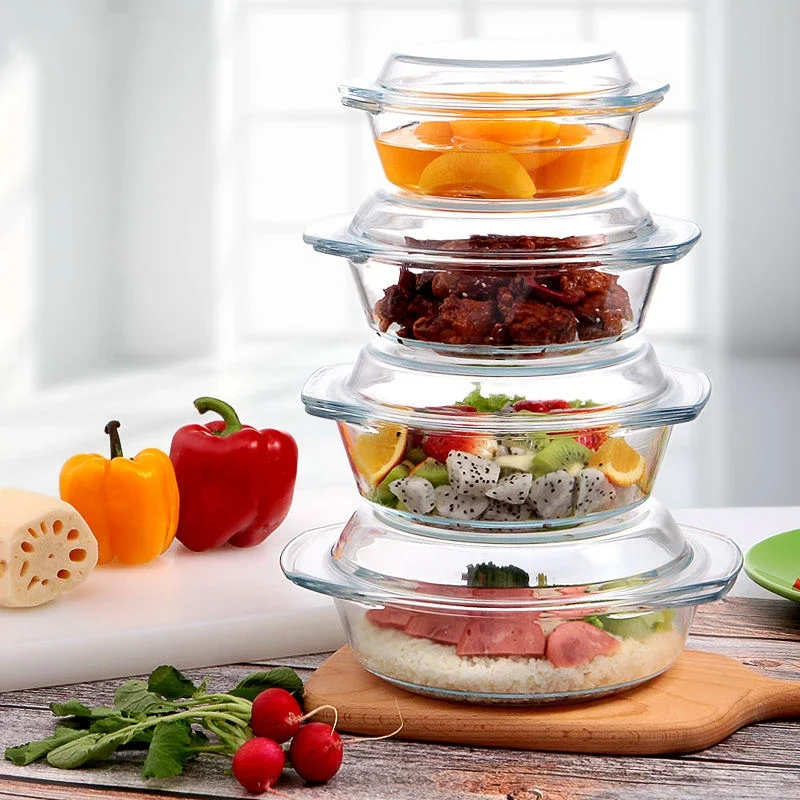 Meal Prep Soup - Mangkuk Kaca Tempered dengan Tutup Oven