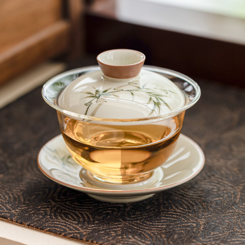 Glass Container Set - Gaiwan Bambu Lukis Tangan Untuk Teh,