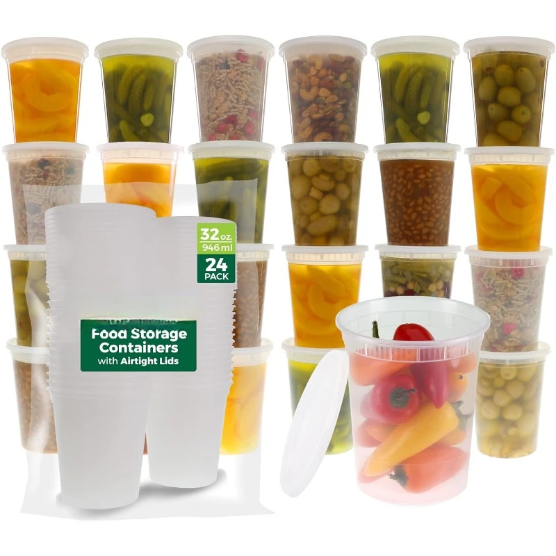 Meal Prep Soup - Wadah Deli plastik 8oz-32 Oz dengan