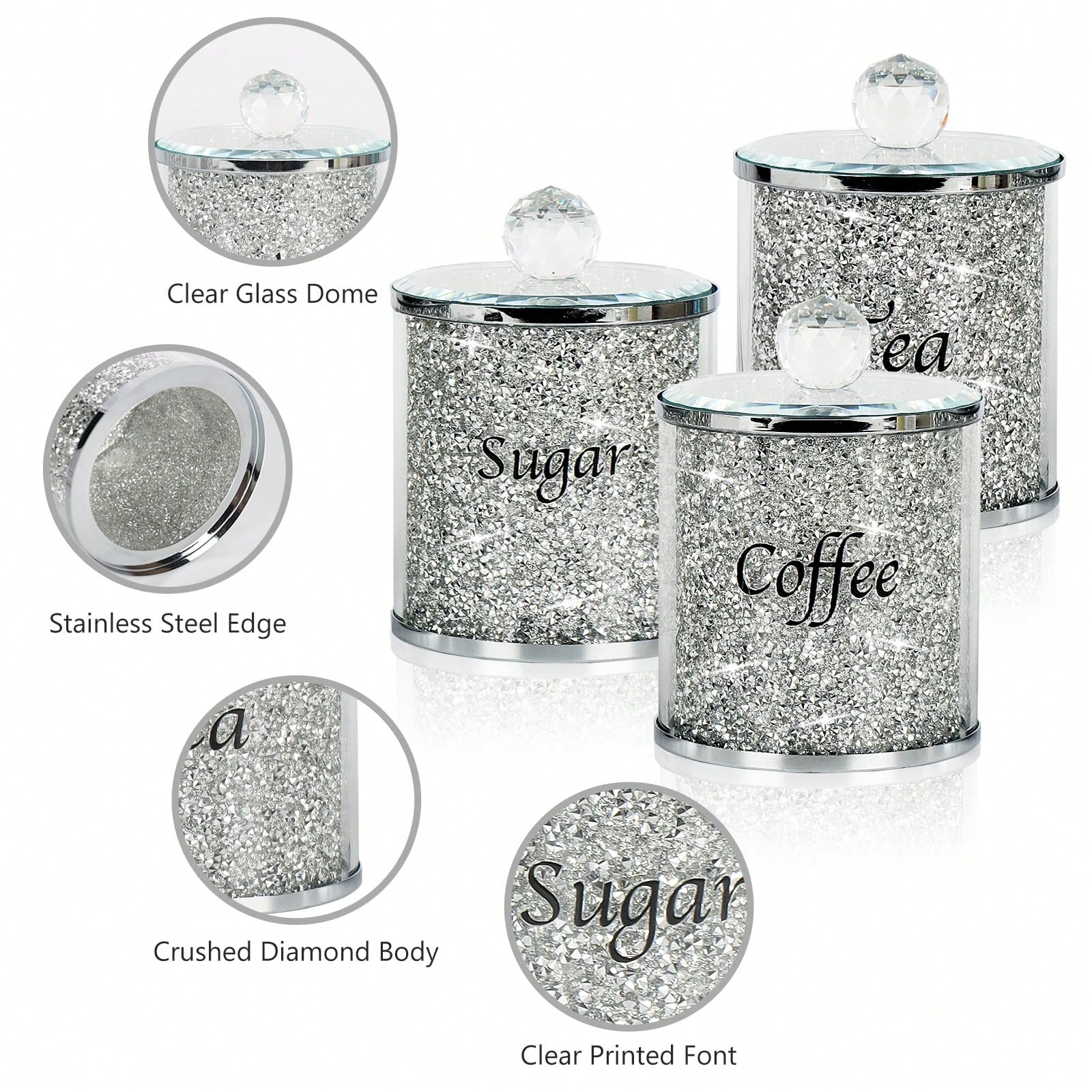 Glass Container Set - Set Wadah Kopi Gula Teh Berkilau