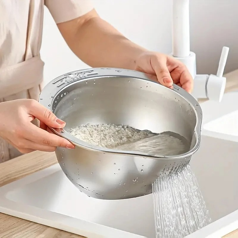 Meal Prep With Rice - Saringan Cuci Beras Stainless Steel Anti