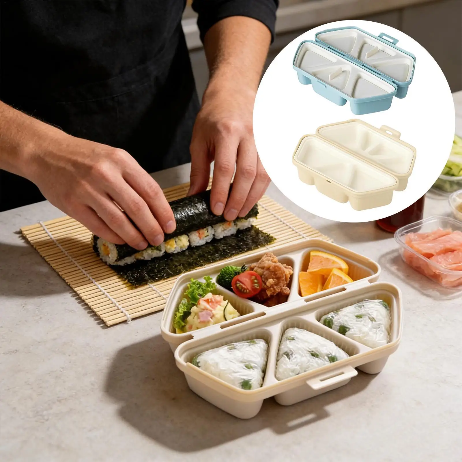 Meal Prep With Rice - Cetakan Sushi 6 Lubang Segitiga, Cetakan