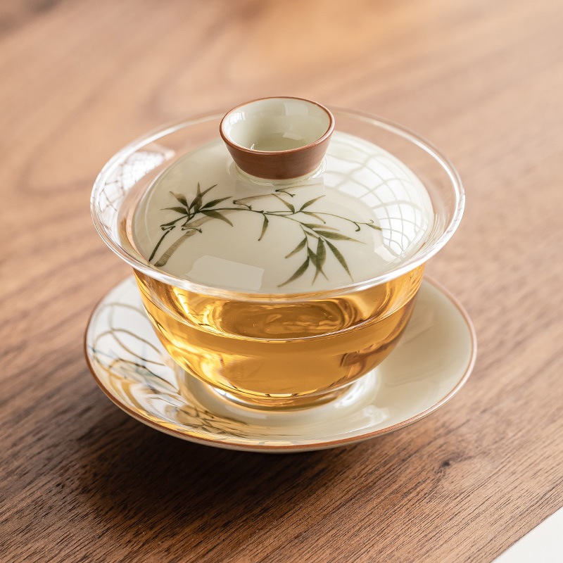 Gaiwan Bambu Lukis Tangan Untu - Glass Container Set ulasan dan harga