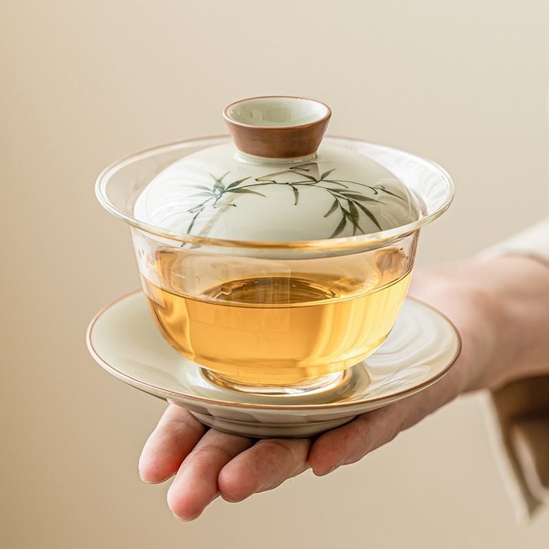 Gaiwan Bambu Lukis Tangan Untu - Glass Container Set ulasan dan harga